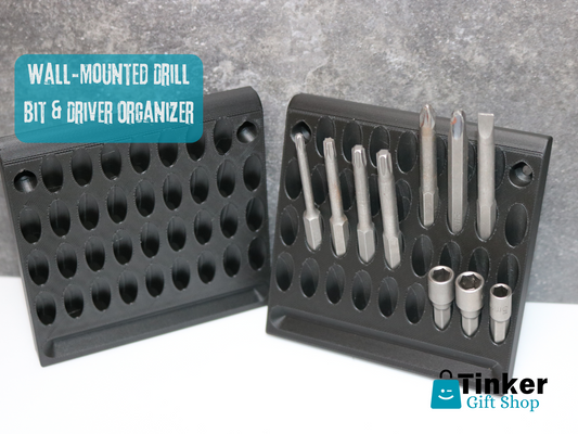 Wall-Mounted Drill Bit & Driver Organizer – 34 Slot Hex Bit Rack